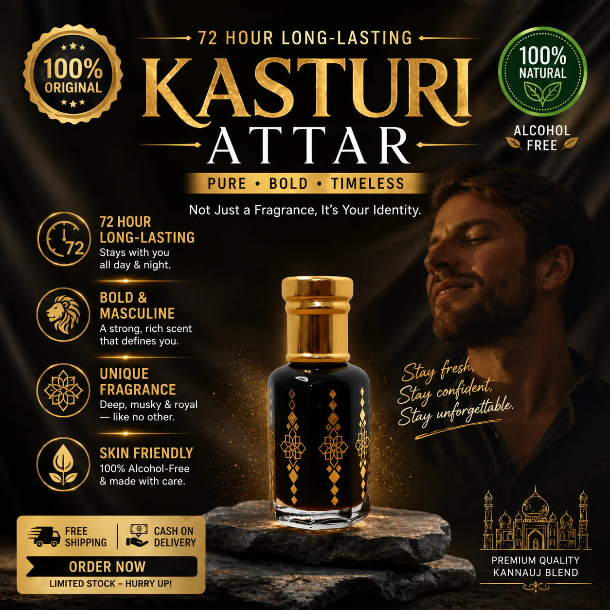 Original Kasturi Attar – Long-Lasting & Exotic Musk Fragrance  (Buy 1 Get 1 Free)